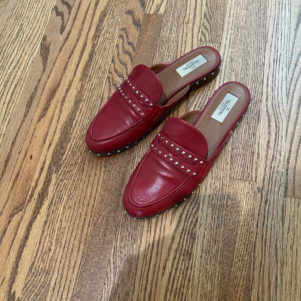 Valentino Red Studded Women's Loafers